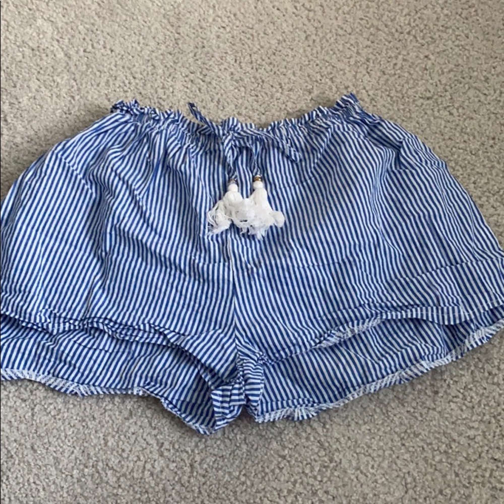 striped paper bag shorts
